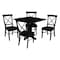 International Concepts 36 in. Solid Wood Square Dual Drop Leaf Dining Table with 4 Chairs in Black K46-36SDP-C613-4 - alternate 1